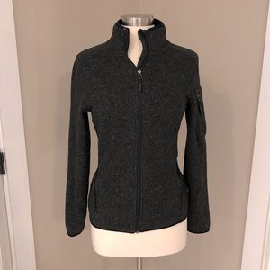 Stoic Dark Charcoal Knit Full-Zip Fleece-y Jacket Coat